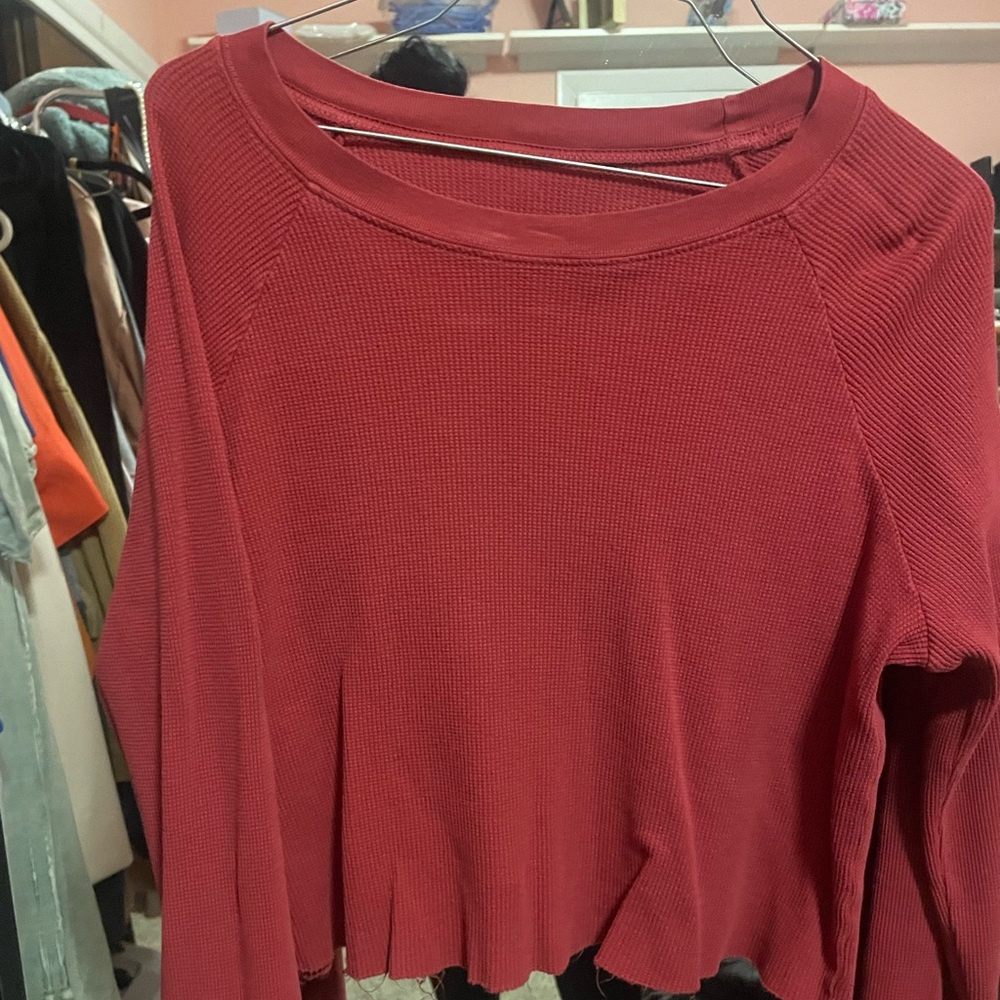Waffle crop long sleeve